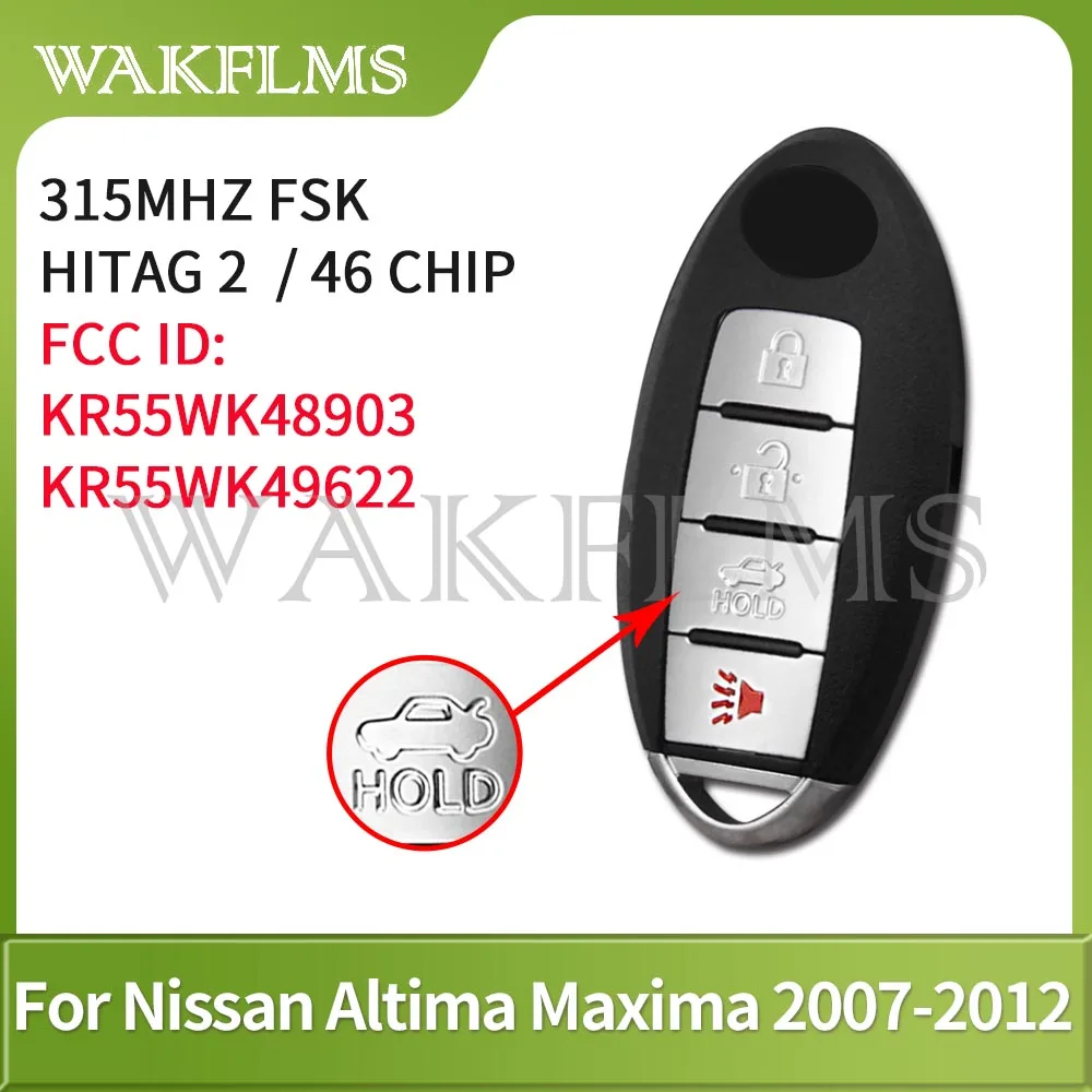 4 buttons smart card key 315MHz PCF7952 chip For Nissan Altima Maxima Murano CrossCabriolet KR55WK48903 KR55WK49622 car remote key,car key,transponder chip