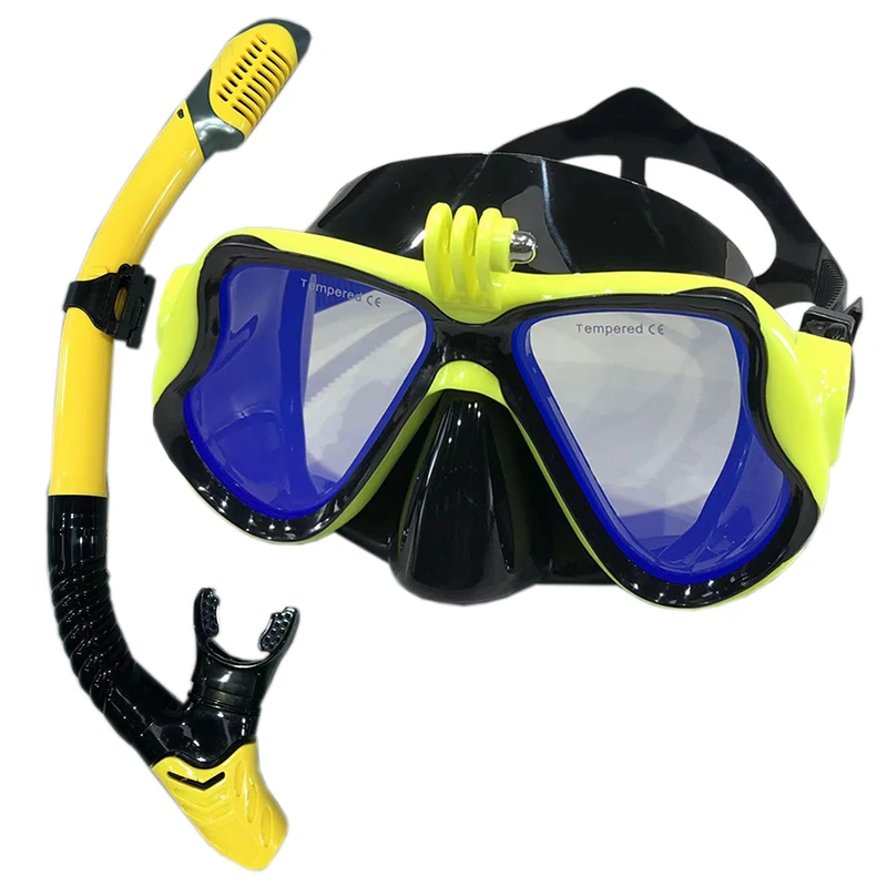 Diving Mask With Sports Camera Mount Electroplate Tempered Glass Silicone Mask is Safe and Comfortable