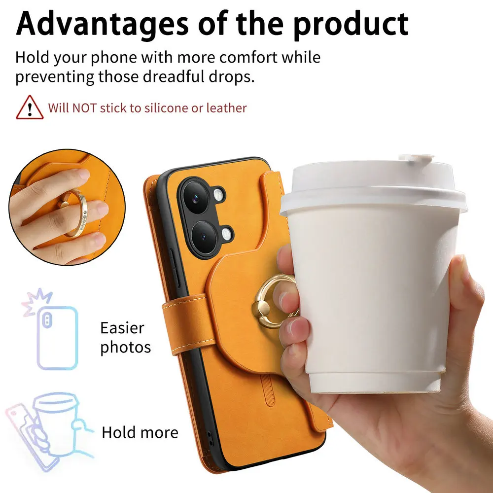 Detachable Leather Zipper Wallet Flip Case
