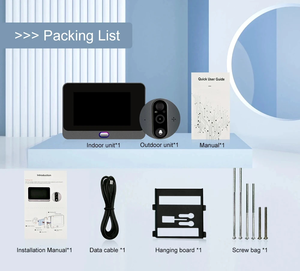 ANJIELO Tuya Smart Video Doorbell Peephole Door Camera with Motion Sensor 1080P