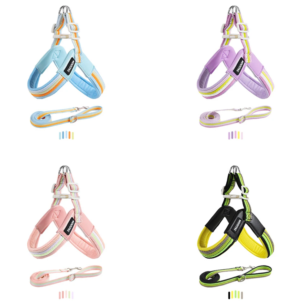 Reflective Y-shape Dog Harness & Backpack Set - Pastel No-pull Vest_voghion.com