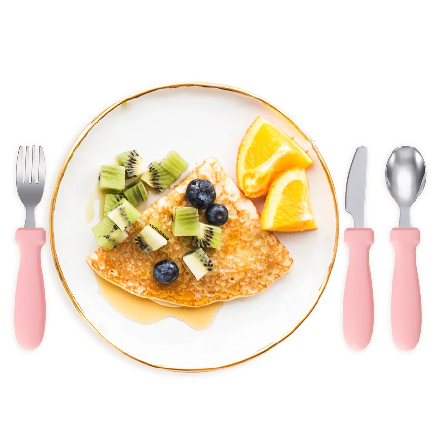 Free Customized Baby Name New Design Newborn Feeding Stainless Steel Cutlery Kids Training Fork Spoon Knife Children's Tableware 5