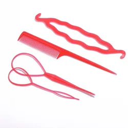 Set of Stylish Hair Accessories: Trendy Scrunchies & Braiding Tools for Effortless Hairstyles (4pcs - 10)