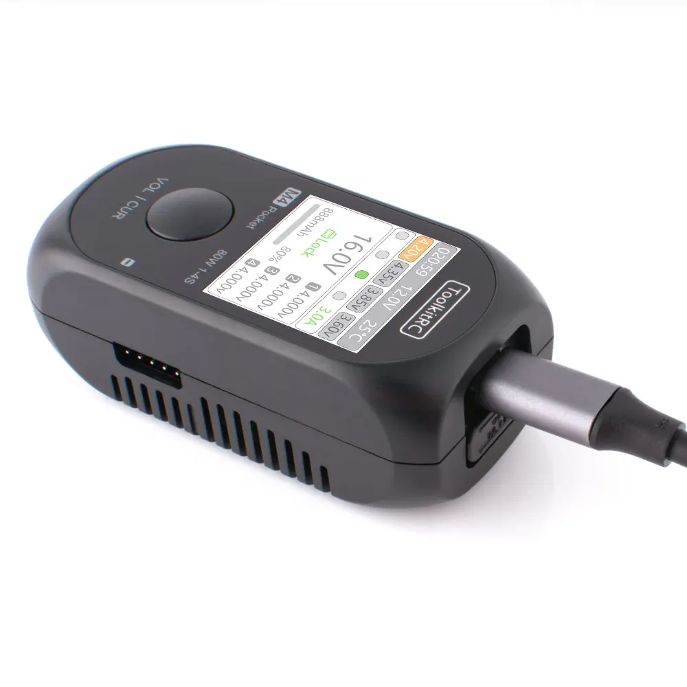 ToolkitRC M4 포켓 DC 입력 USB-C 입력/출력 충전기, 1-4S LiPo 배터리용 고속 충전기 기능, 80W 5A XT30 XT60