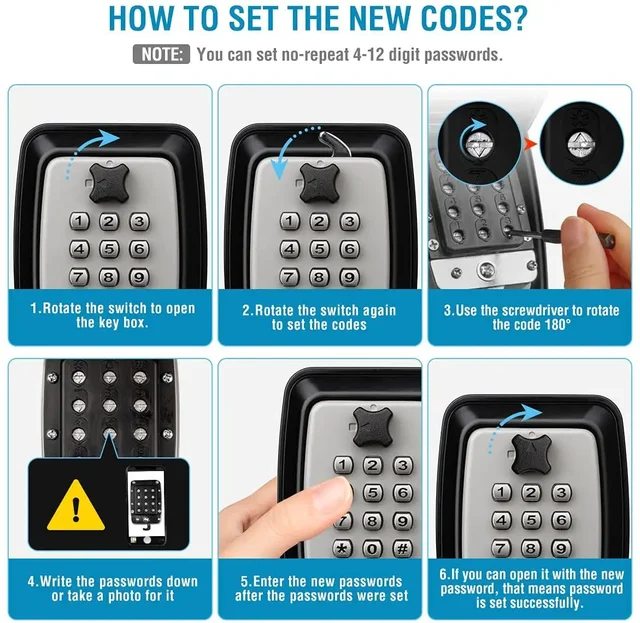 12 Digit Key Lock Box Wall-Mount Secret Code Security Key Safe Secret Organizer Box Home Office Weatherproof Safe Key Keeper 4