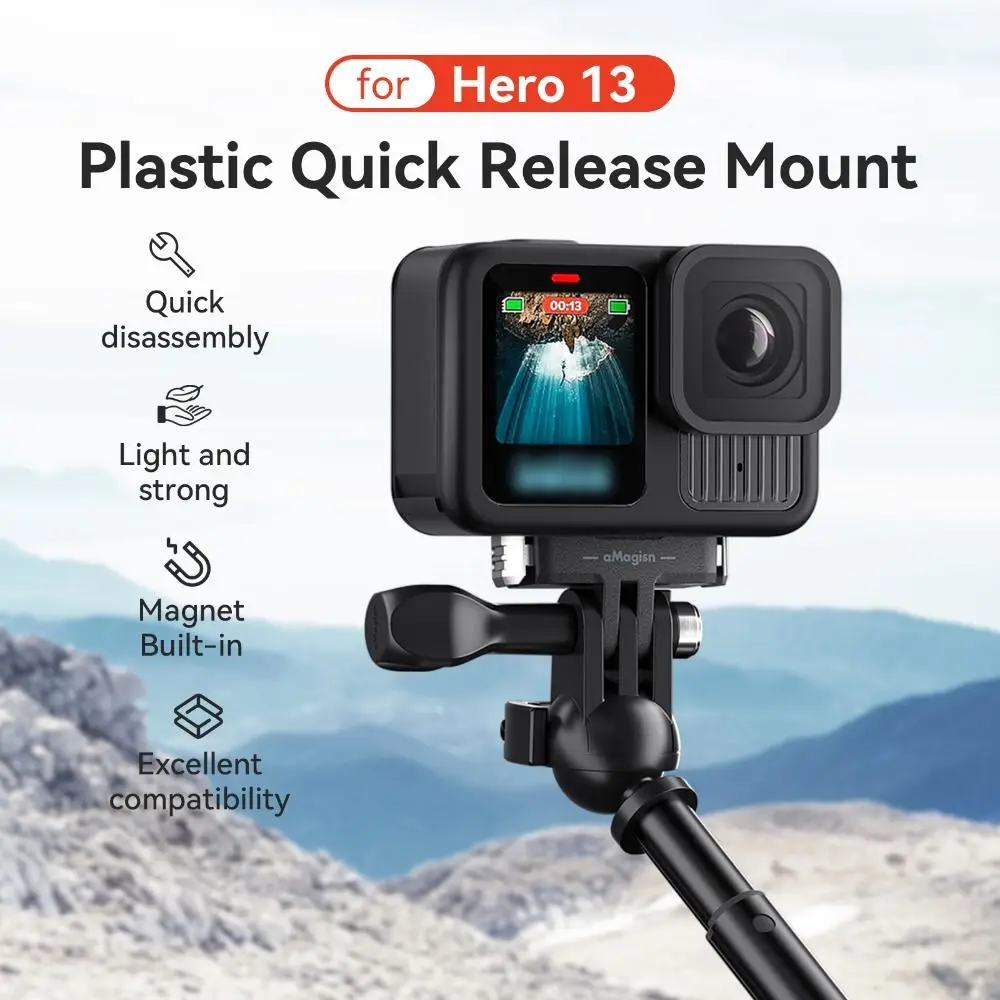 마그네틱 확장 마운트 어댑터 퀵 릴리스 플라스틱 홀더 브래킷 카메라 액세서리 GoPro Hero 13 용 카메라 삼각대 어댑터