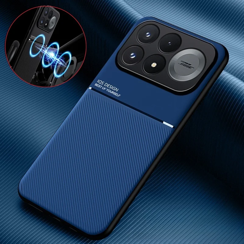 Luxury Magnetic Holder Phone Case with Soft Leather Back Cover