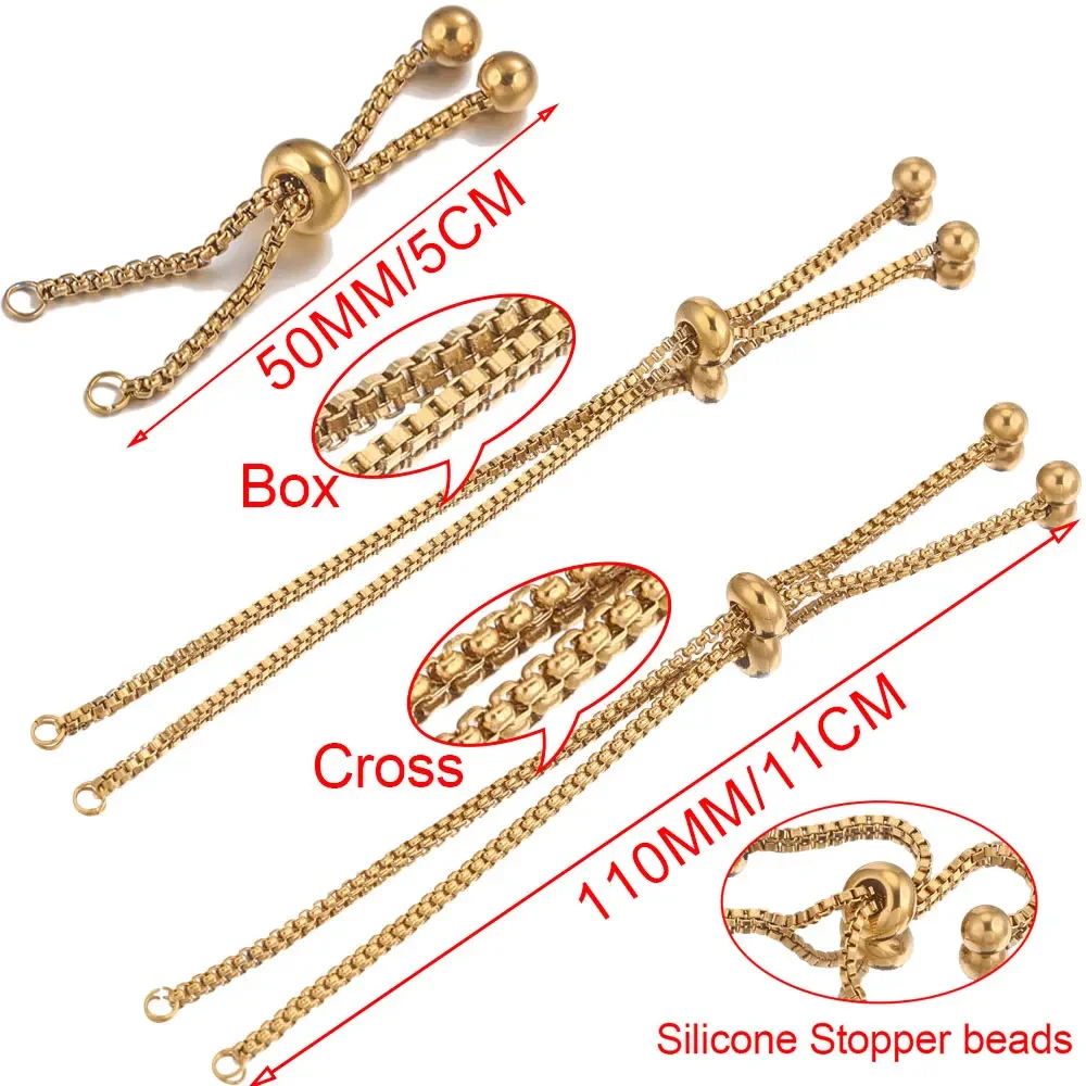 Elegant Gold-Toned Stainless Steel Slide Bracelets with Rubber Bead Accents - Set of 3