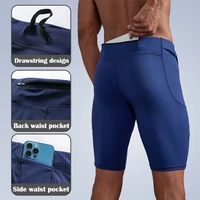 Men's Marathon Running Training Compression Shorts Quick Dry Sports Jogging Tights Fitnes Waist Belt Bag Shorts Sportwear Male 1