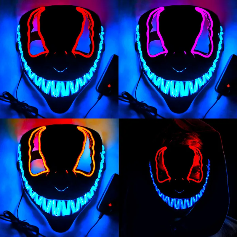 KEKECHAORAN Mascara LED Halloween Mascara Lumières LED Neon