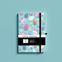 

A5 160gsm Lined Notebook, Easter Eggs, Hard Cover, Elastic Band, Back Pocket, Pen Loop, Ruled Journal