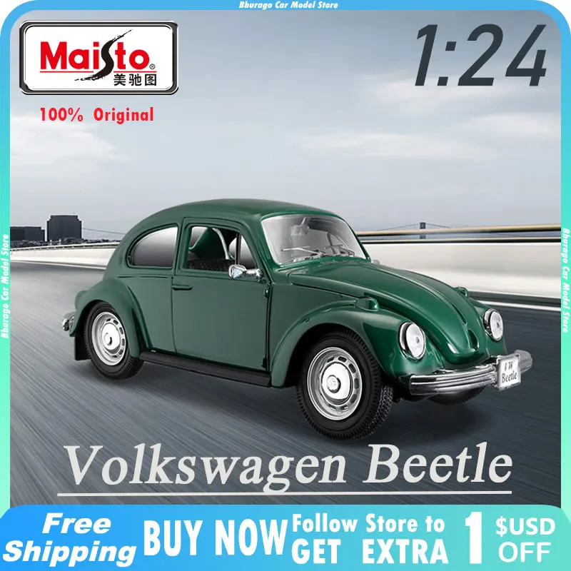 

[IN STOCK] Maisto 1:24 Volkswagen Beetle Model Car Diecast Edition Alloy Luxury Vehicle Car Toy Collection Gifts Dispaly Toys