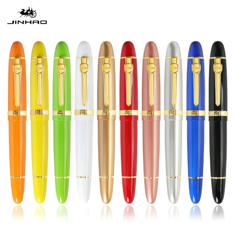 JINHAO 159 만년필, 럭셔리 선물 세트 금속 펜, 고품질 금속 잉크 펜, 0.5mm 펜촉, 실버/골드 클립 사무용품
