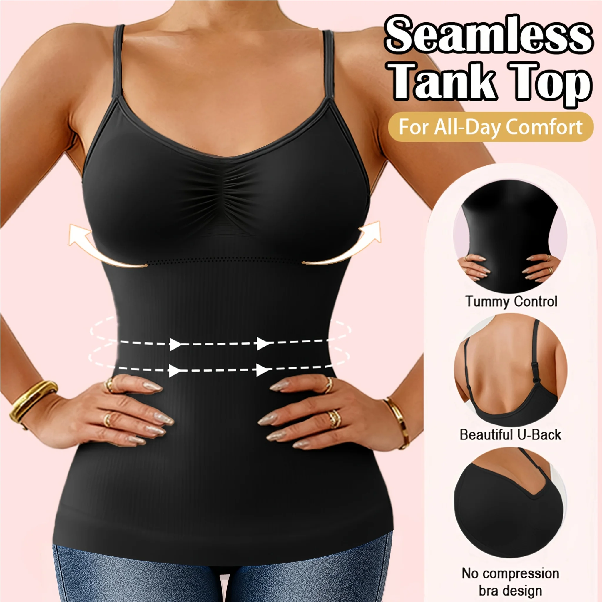 Camisola transpirable para mujer, 2 uds., Tops moldeadores con control de abdomen, sujetador incorporado, camiseta sin mangas moldeadora, corsé adelgazante