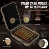 Travel Cigar Humidor Case with Cedar Lined, Cigar Lighter V Cut Cutter, Portable Cigar Humidor with Humidifier & Hygrometer 2
