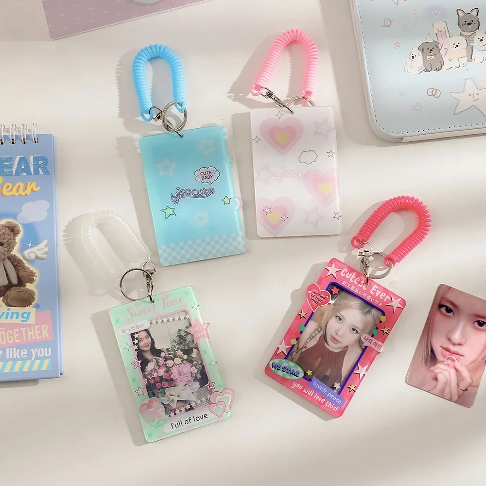 Sweet Design Acrylic 3Inch Photocard Holder Wriestlets Belt Bus Cards Cover  Bags Charm 2