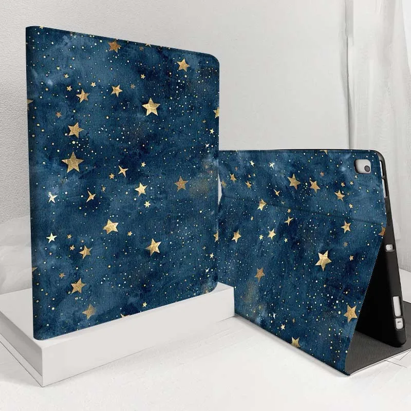 Celestial Blue Gold Starry Sky Pattern Tablet Case