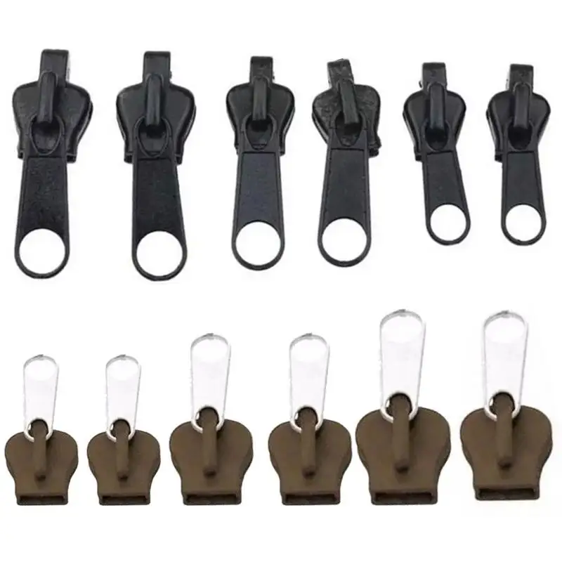 

Black Zipper Pull 6pcs Sturdy Zip Fixer Heavy Duty Zipper Head Accessories Detachable Fix Zipper Puller Replacement