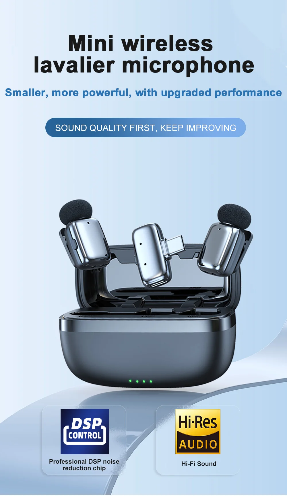 Wireless Lavalier Microphone Recording for Streaming Compatible with MINI Smartphones for Live Streaming Vlogging Interviews