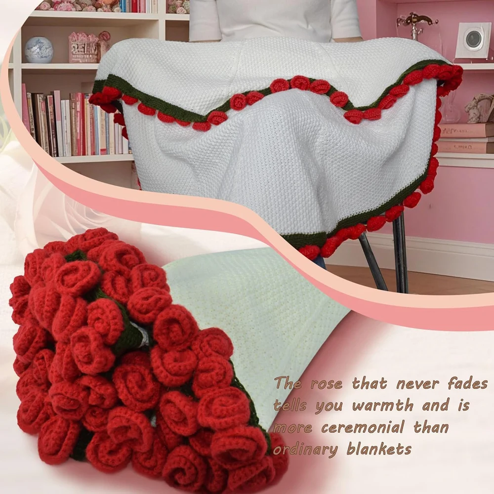 Flower Bouquet Knitted Throw Blanket 6