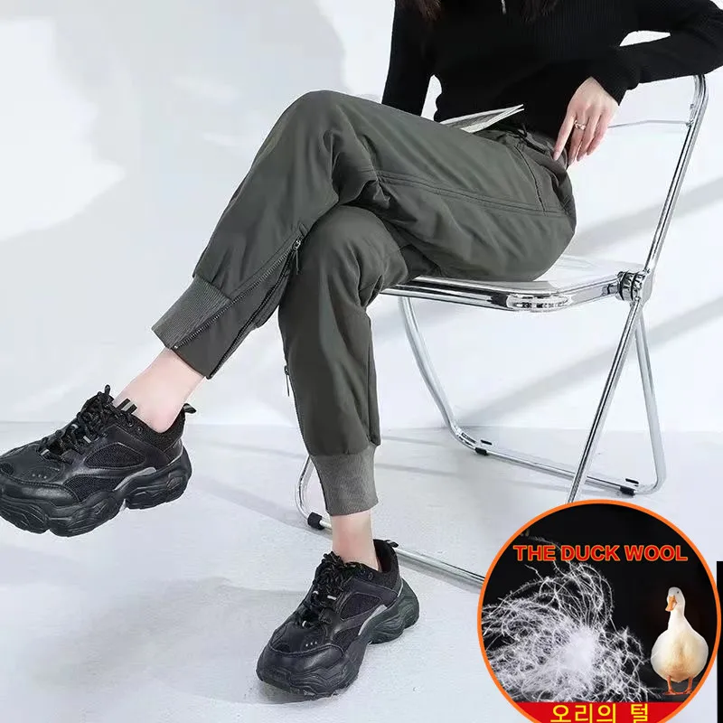 Winter High-waisted Women's Golf Down Pants White Duck Down Windproof Thick Warm Ladies Duck Feather Sport Golf Trousers 골프웨어여성