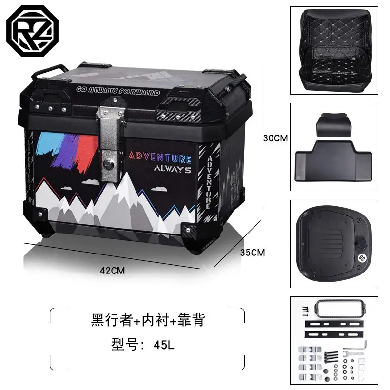 thumbnail image 1 of Baúl para motocicleta ORZ de gran capacidad de 36 l/45 l, caja trasera para vehículo eléctrico, resistente al agua, caja de almacenamiento ABS de liberación rápida, 1 of 4