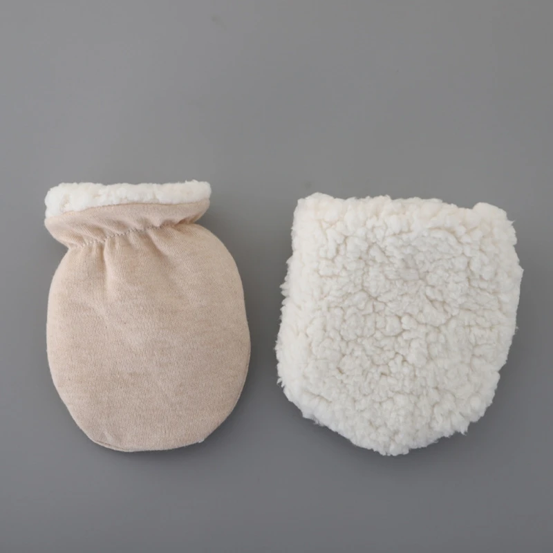 Winter New Born Baby Gloves for Newborns Thick Cotton Baby Anti Scratching Glove Sets for Protection Face Infant Mittens 2