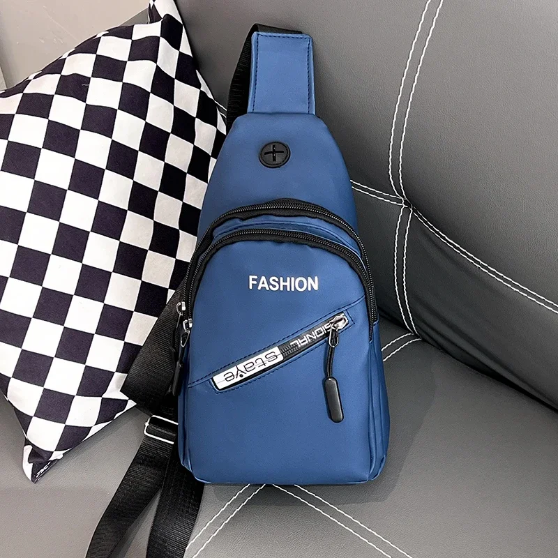 

Waterproof Nylon Letter Print Solid Zipper Thread Chest Bags Simple Crossbody Bag 2024 Hot Sale Men's Bag Paquete Masculino