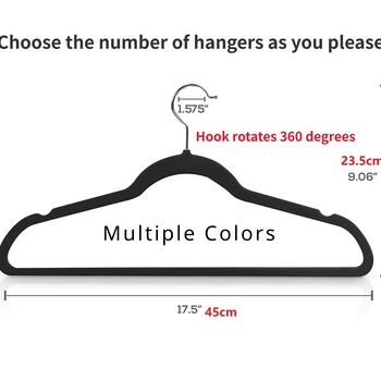 벨벳 미끄럼 방지 의류, 헤비 듀티 성인 옷걸이, 360 ° 회전 후크, 행어 공간 절약 의류, 흰색 노란색 핑크 녹색, 1 개, 17.5 인치