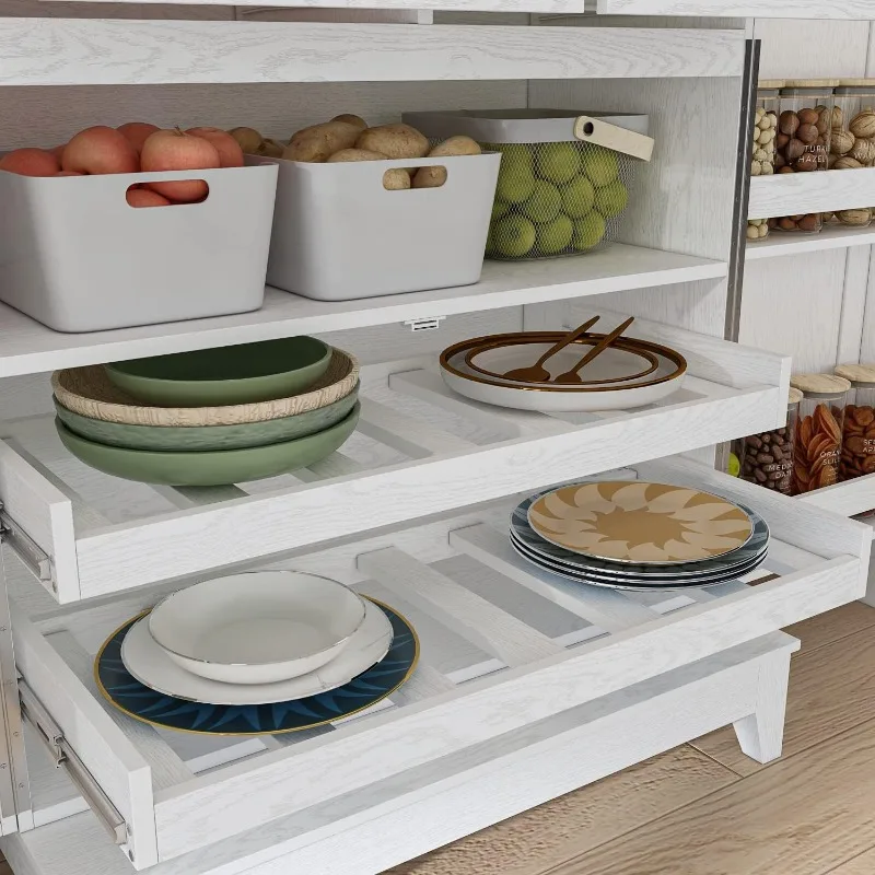 Large Kitchen Pantry Storage Cabinet, Double Door Kitchen Storage Cupboard, Freestanding Utility Storage Cabinet with Drawers 5 Large Kitchen Pantry Storage Cabinet, Double Door Kitchen Storage Cupboard, Freestanding Utility Storage Cabinet with Drawers 5