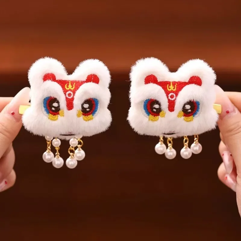 1 Stück Xingshi Quasten-Haarspange, rote Neujahrs-Haarspange, süße Hanfu-Kopfbedeckung für Damen im Herbst und Winter im antiken Stil im chinesischen Stil – Detail 9
