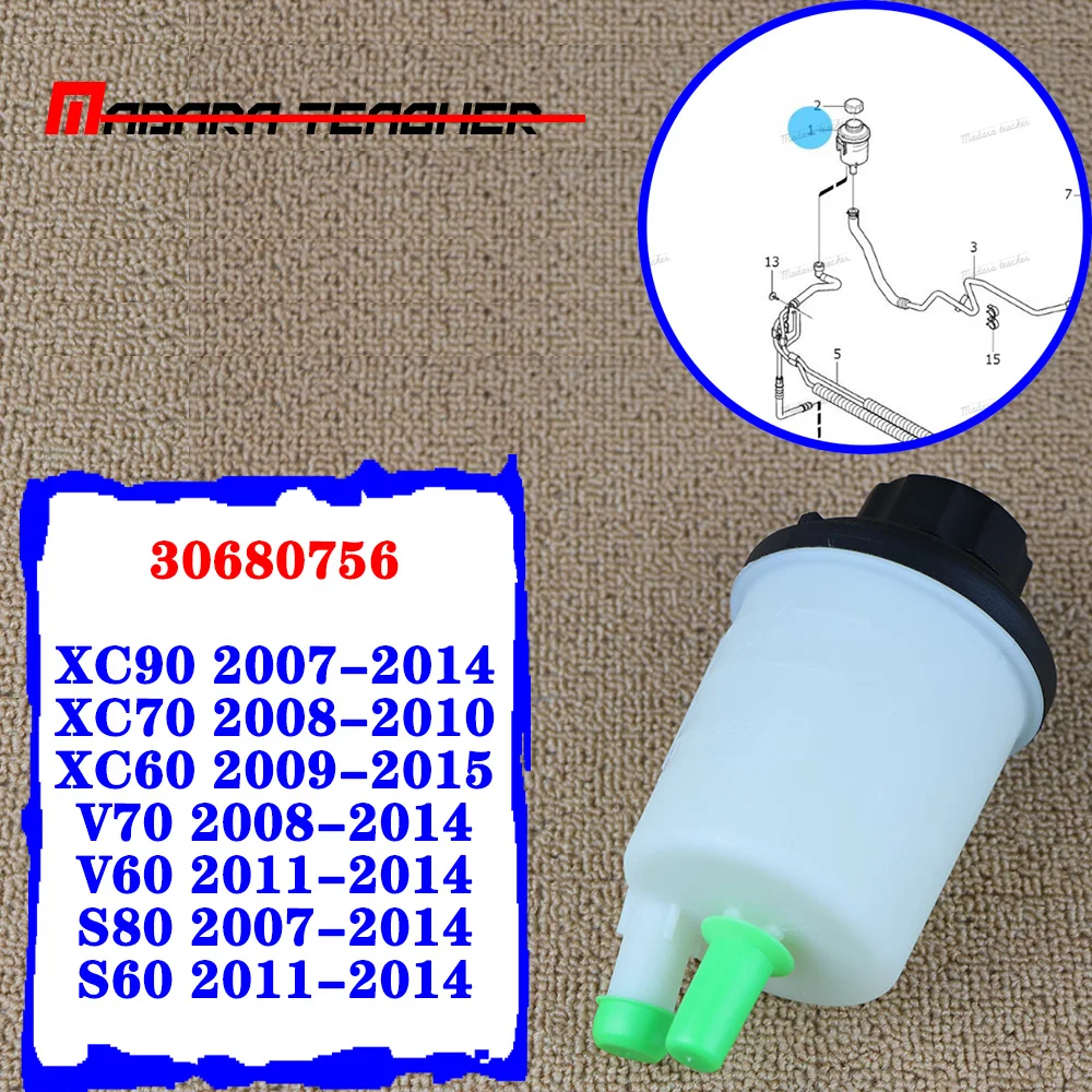For Volvo S80 V70 Xc60 Xc90 3.2 P/s Power Steering Reservoir W/ Cap