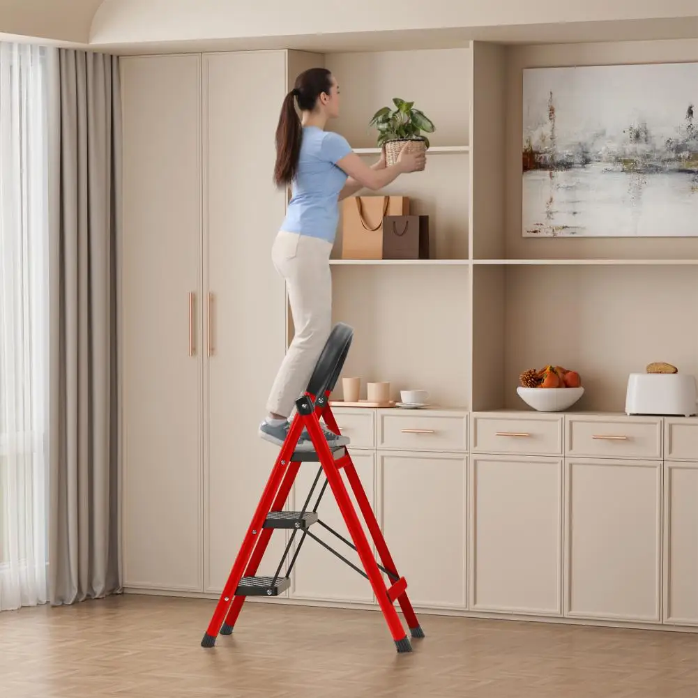 Stufenleiter, 3-Stufen-Klappleiter, Mehrzweck-Klappleiter für Haus oder Wohnmobil, Arbeiten im Freien, Tragkraft 330 lbs – Detail 7