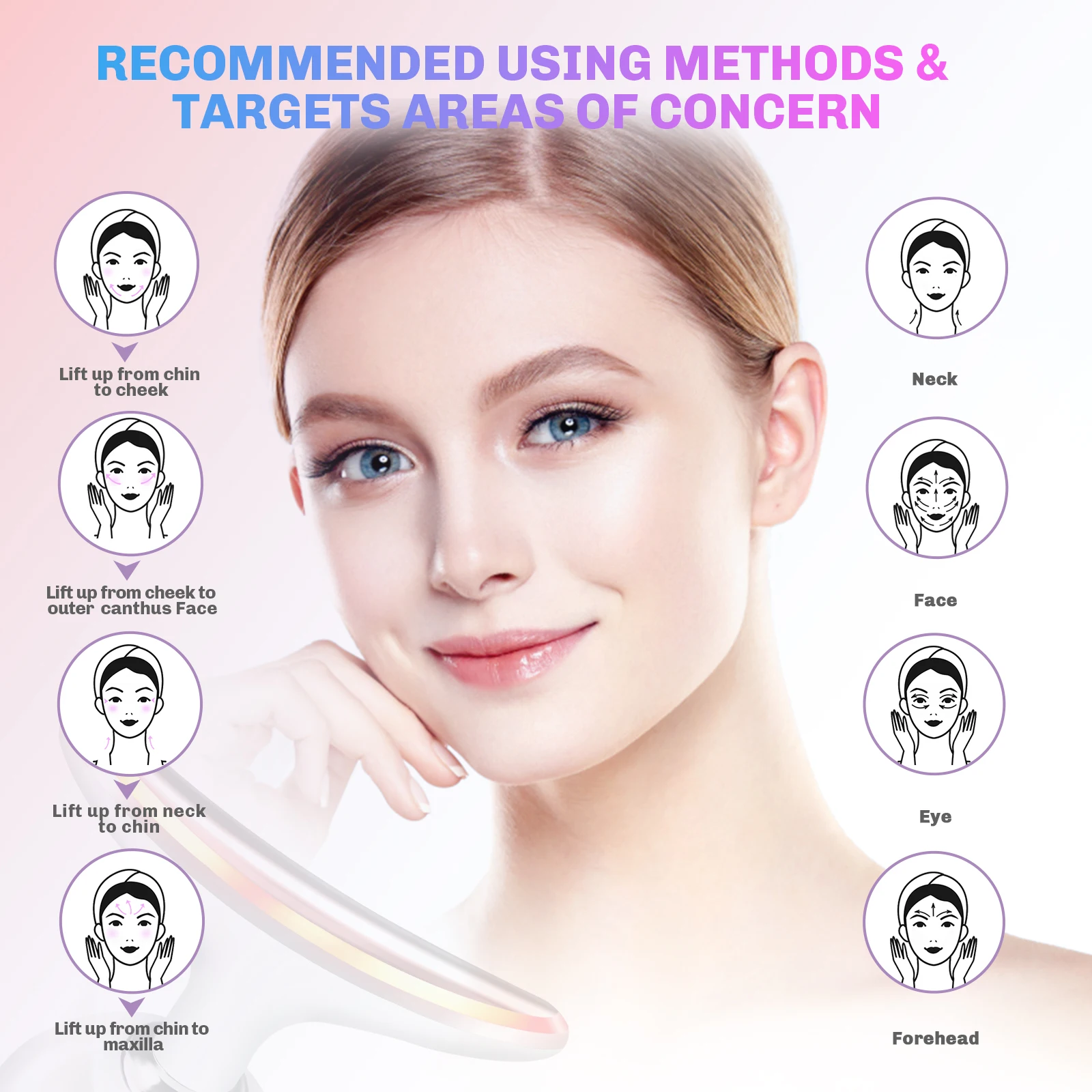 3 Color Neck Beauty Device EMS Face Lifting Massager Double Chin Remover LED Photon Anti Wrinkle Skin Tightening Facial Massager