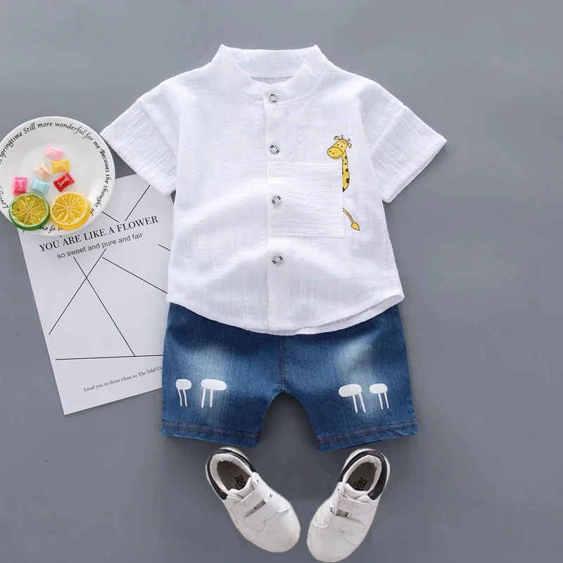 Kids Clothes Summer Boys Cartoon Cotton Short Sleeve Shirt+Shorts 2 Piece Children Set 1-4 Years