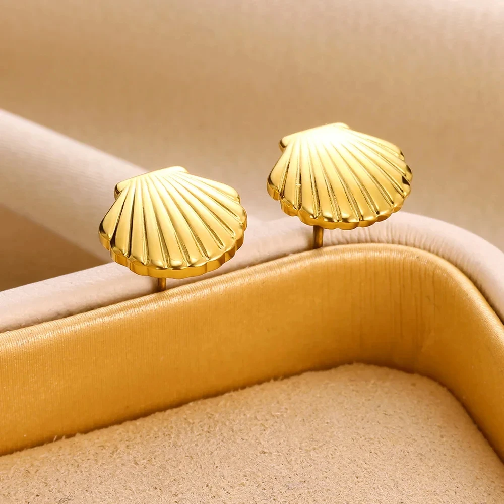 Stainless Steel Shell Stud Earring For Women