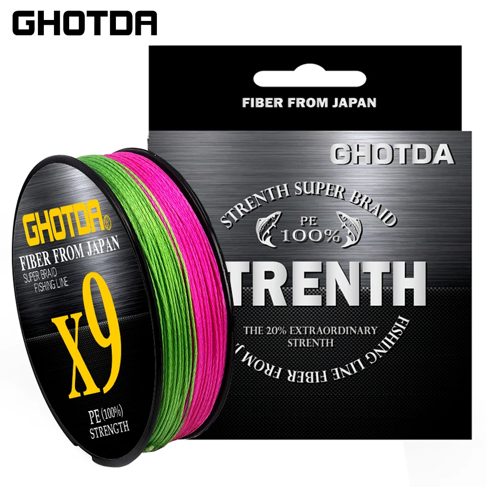 Ghotda 100M Multicolour Pe Braided Wire X9/12Strand 100M Spinning Pe Line Weave Extreme Pesca 7.8-60Kg