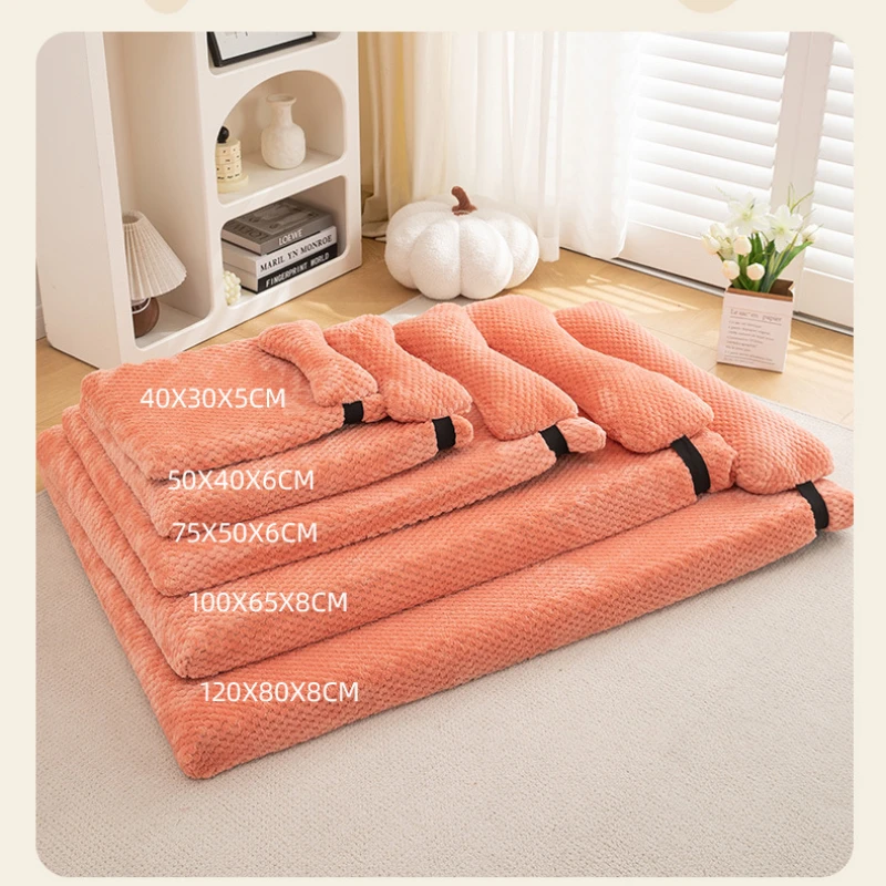Dog Kennel Cat Mat Pineapple Lattice Winter Warm Pet Mats with Pillow for Small Medium Dogs Cats Pet Deep Sleeping Bed Supplies