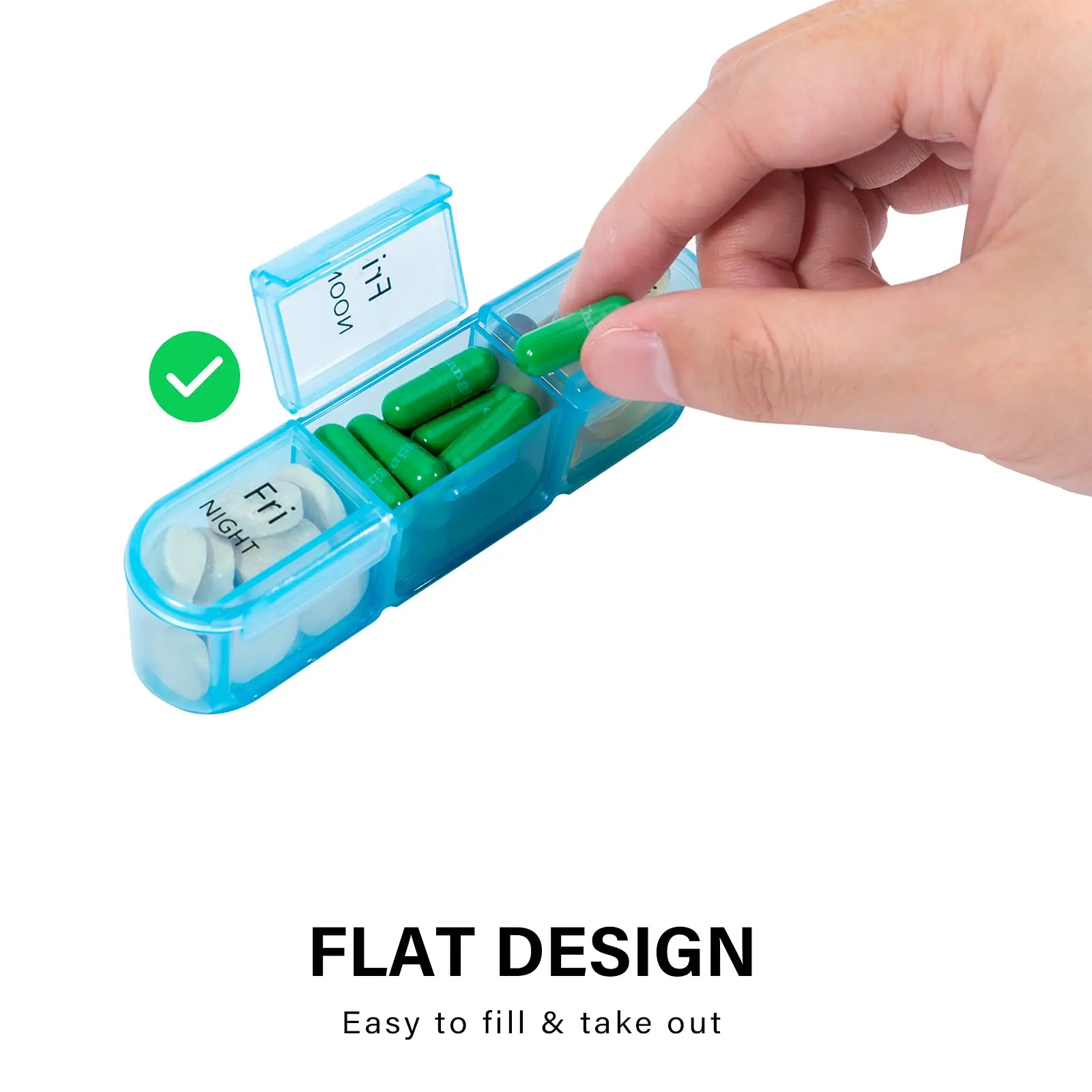 Weekly Pill Organizer with 3 Daily Compartments - Travel-Friendly Vitamin and Medication Case