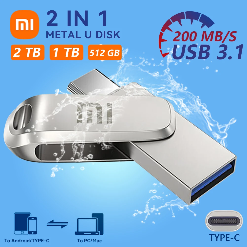 

USB-флеш-накопители Xiaomi, металлическая мини-флешка с реальной емкостью, черная ручка, креативный Деловой Подарок, серебристый накопитель