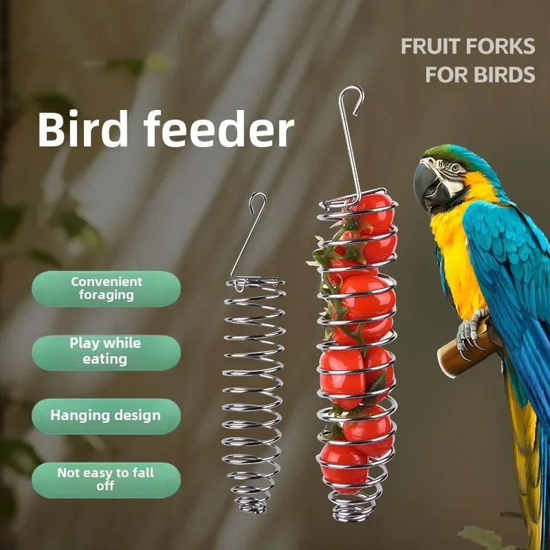 1/2Pcs Multi-Purpose Bird Feeder Stainless Steel Cage Hanging Basket Parrot Feeder Pet Feeding Rack Supplies for Bird Parrots