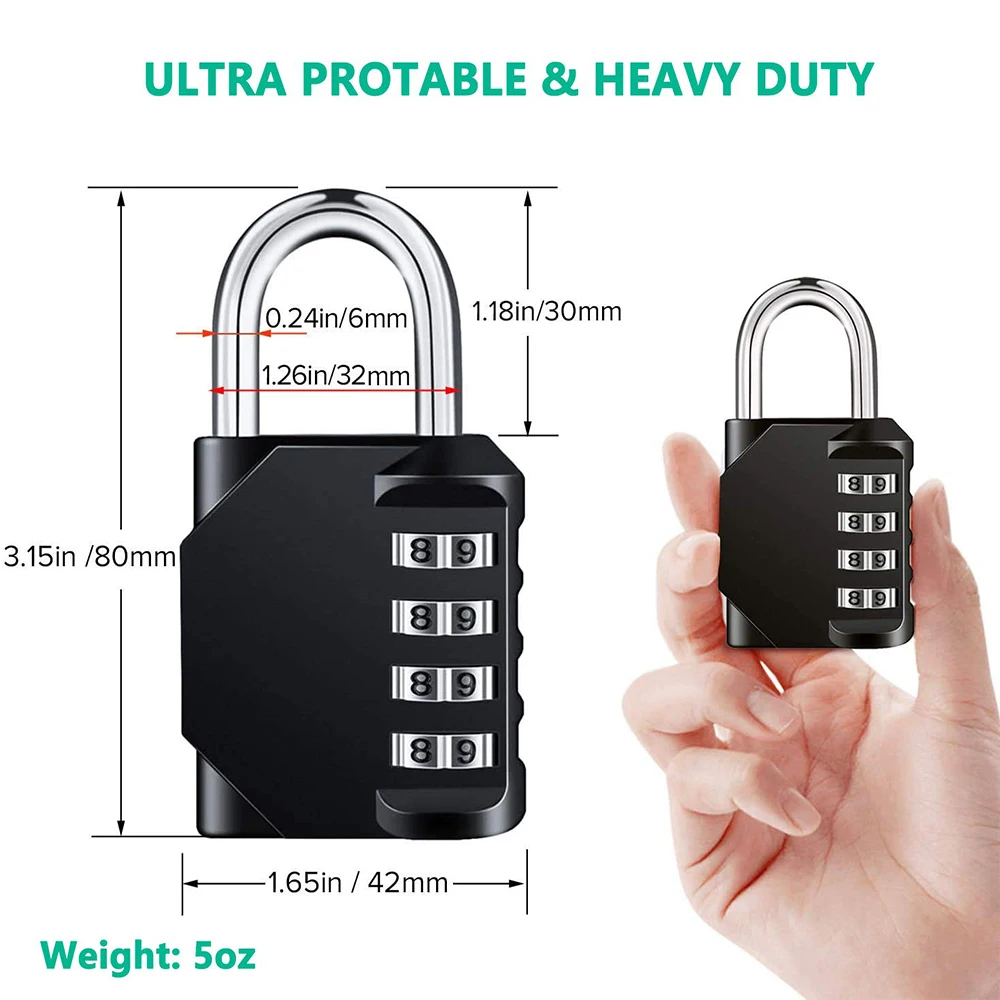 US Combination Lock Resettable 4 Digit Padlock with Combination Waterproof and Heavy Duty Combination Padlock Outdoor for School 3 US Combination Lock Resettable 4 Digit Padlock with Combination Waterproof and Heavy Duty Combination Padlock Outdoor for School 3