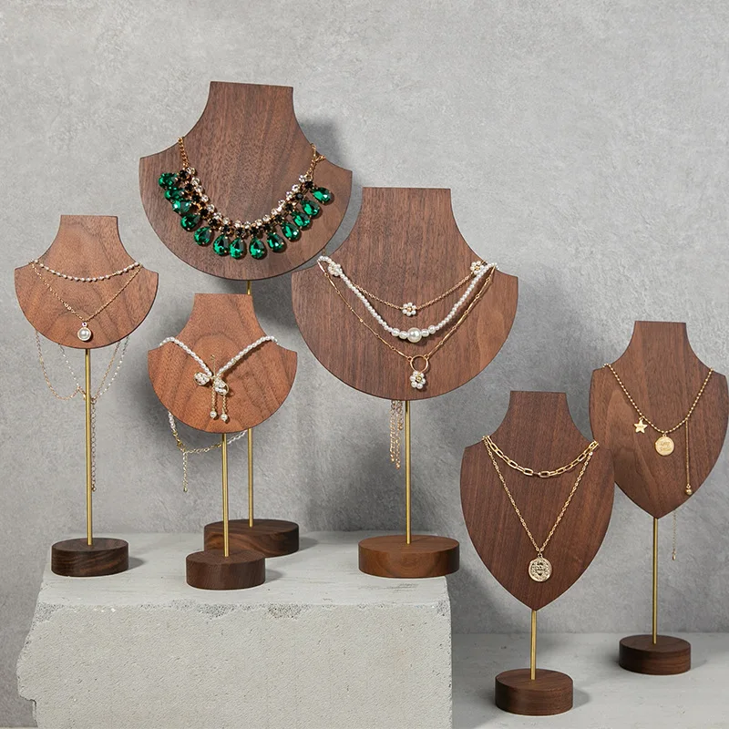 

Simple and Creative Walnut Neck Figure Necklace Frame Jewelry Display Frame Shooting Propr Size 6 * 12 * 30cm