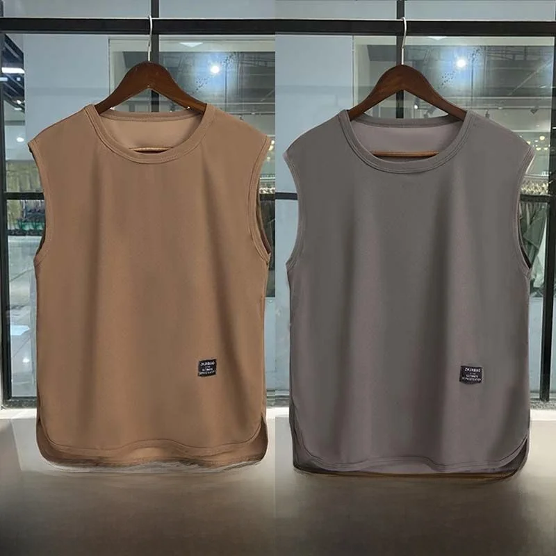 Pure Cotton Sports Vest Men Summer Outdoor Wear American White Trendy Fitn No Sve T-irt Loose Fit Youth Faion