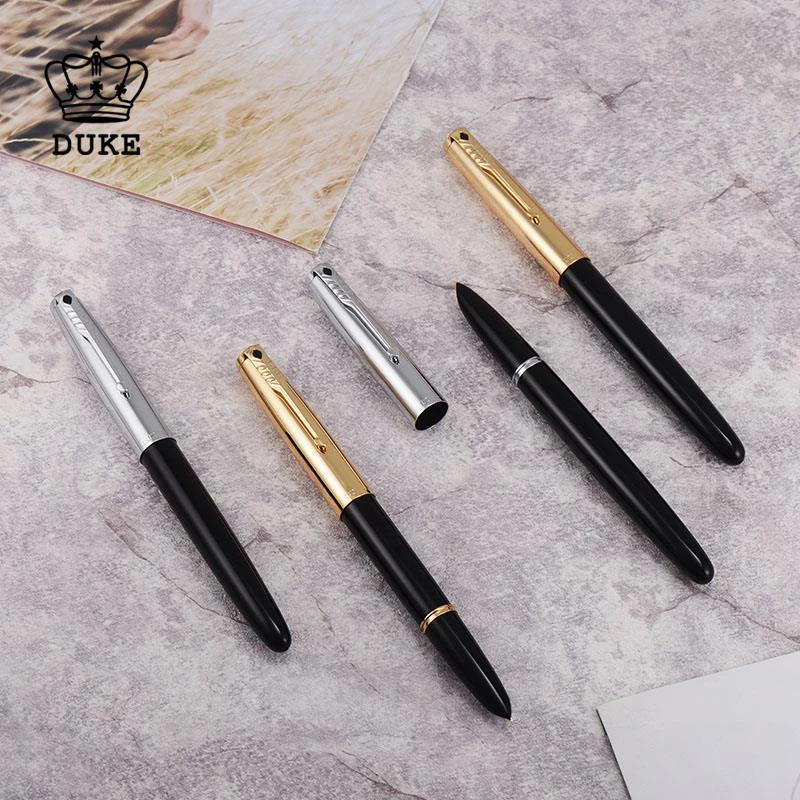 DUKE D51 14K Gold Nib Elegant Fountain Pen Metal Semi-Steel Outstanding Ink Pen E F 0.38 And Bent Nib Calligraphy Great Gift Pen