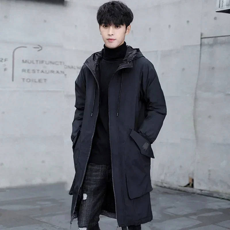 Men's Windbreaker Plus Size Spring And Autumn Loose Mid-length Hooded Long Jacket waterproof windbreaker jacket casual men jacket outdoor jackets