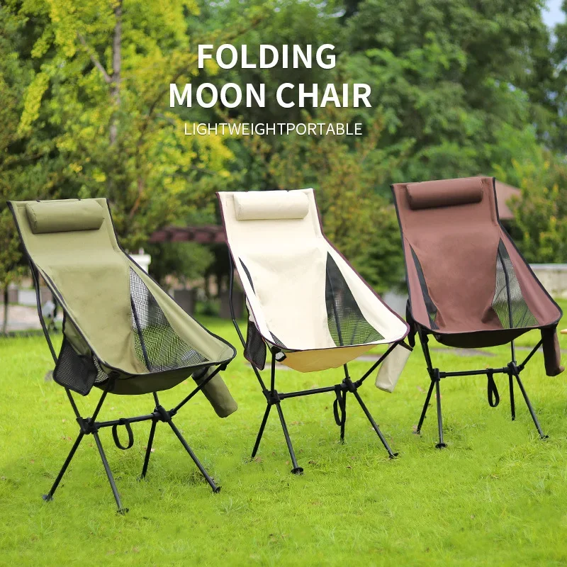 Moon Chair Lounge Chair Outdoor Camping Leisure Picnic Folding Cup Bag with Cushion Available in Three Colors