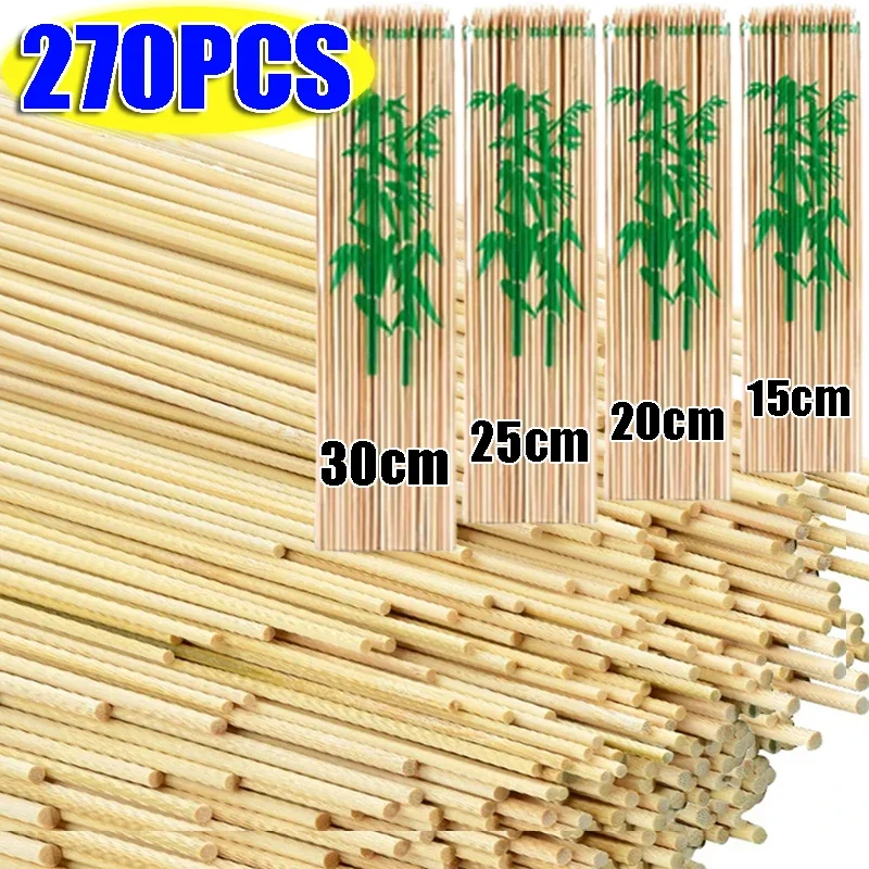 90/270Pcs Natural Bamboo BBQ Skewers Disposable BBQ Kabob Skewers for Grilling Appetiser Barbecue 15/20/25/30cm barbecue skewers bbq grilling accessories