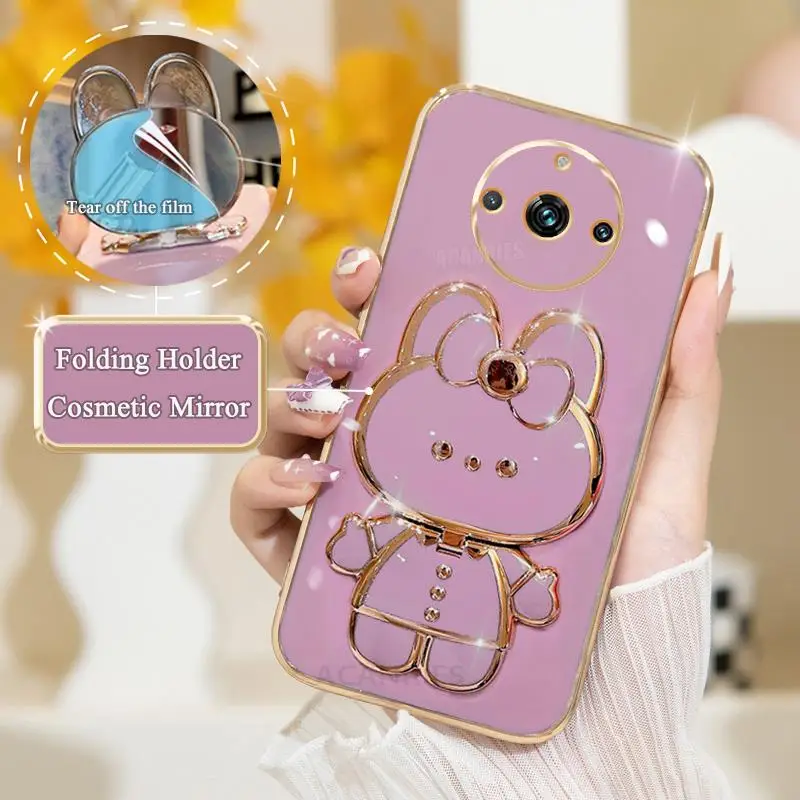 Luxury Plating Mirror Holder Silicone Stand Case