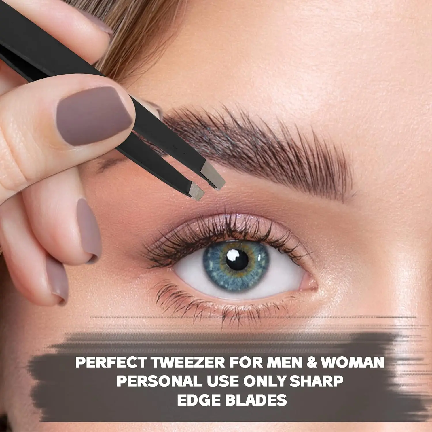 1/2/4PCS 스테인레스 스틸 블랙 슬랜트 팁 핀셋 눈썹 트리머 (내향성 모발, 코털, 얼굴 털, 블랙헤드, 진드기 제거용)